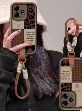 适用红米note14手机壳13Pro+新款redmi格豹纹简约12TURBO液态11TPro硅胶全包10防摔带挂绳9好看专用保护套女