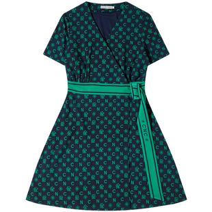 CNC品牌女装夏季新款法式气质系带收腰梨型身材高级感连衣裙