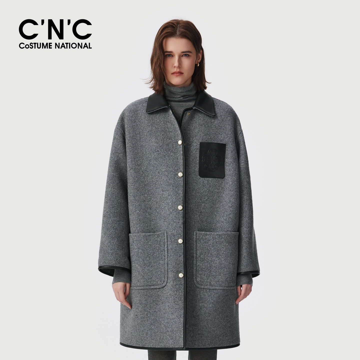 【商场同款】CNC女装25冬季新款宽松复古休闲毛呢外套#812G4D2003