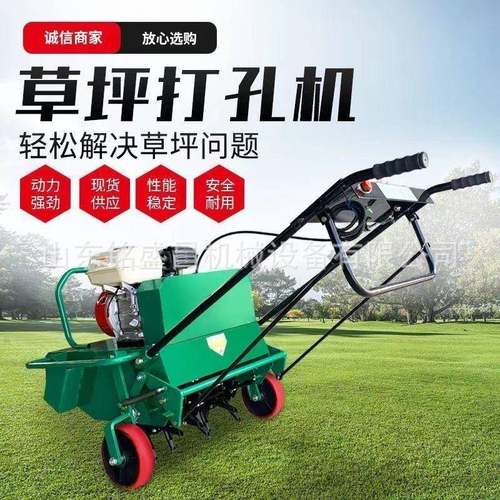 草坪打孔机物业园林绿化草地养护自动行走钉草根草皮松土透气机器