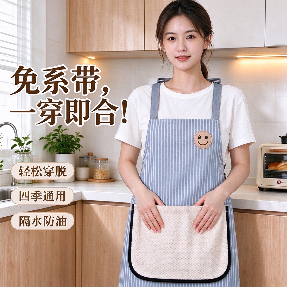 明星同款围裙厨房防水防油可擦手交叉双肩背带家用做饭围兜女