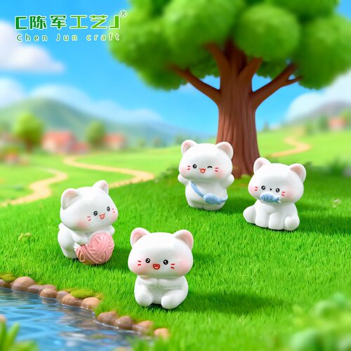 可爱吃鱼小猫园艺造景diy小摆件