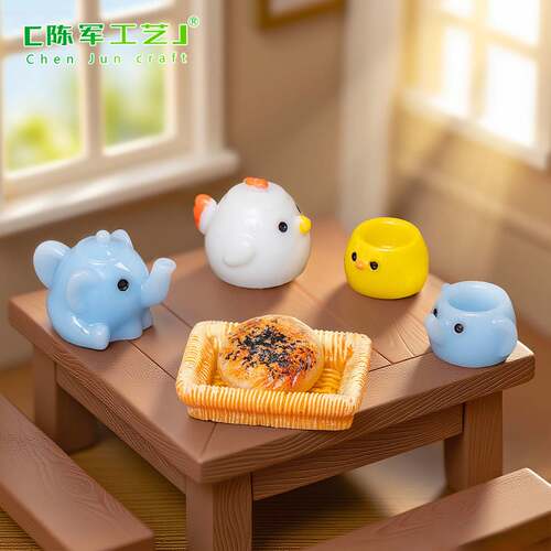 创意仿真小鸡小象茶具diy小摆件