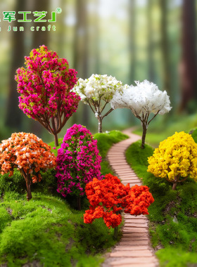 微景观仿真樱花树塑料花摆件
