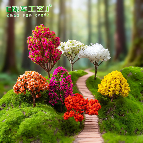 微景观仿真樱花树塑料花摆件
