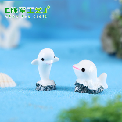 微景观装饰白色海豚迷你水族摆件