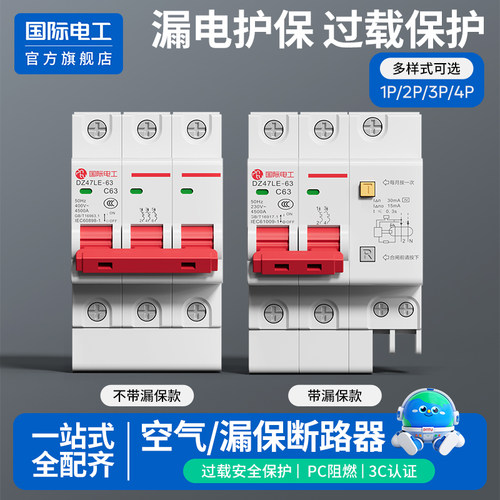 国际电工家用漏保空开2P63A