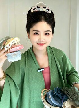 【抓夹当宋冠】博物馆文创绾青丝抓夹小众汉服发饰超大号鲨鱼夹