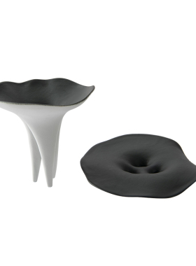 Rzone 极简风轻奢黑白t陶瓷插花器果盘玄关高档会所设计师茶几摆