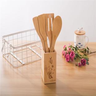 装 铲竹铲木厨房用品个性 竹铲套 竹制化筷笼餐具套装