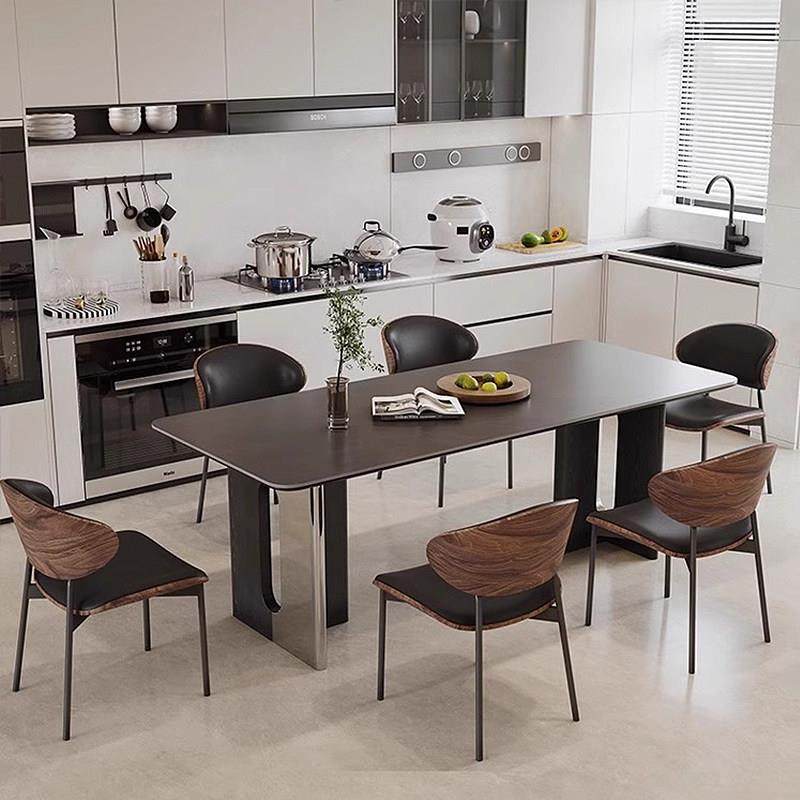 复古风岩板餐桌设计师高端餐桌椅组合现代家用小户型长方形饭桌,住宅家具,岩板餐桌,淘宝优惠券,粉丝福利购,淘宝优惠卷