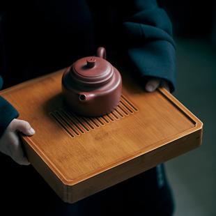 托盘茶海台功夫 梵悦竹制小茶盘长方形干泡盘小号迷你民宿风储水式