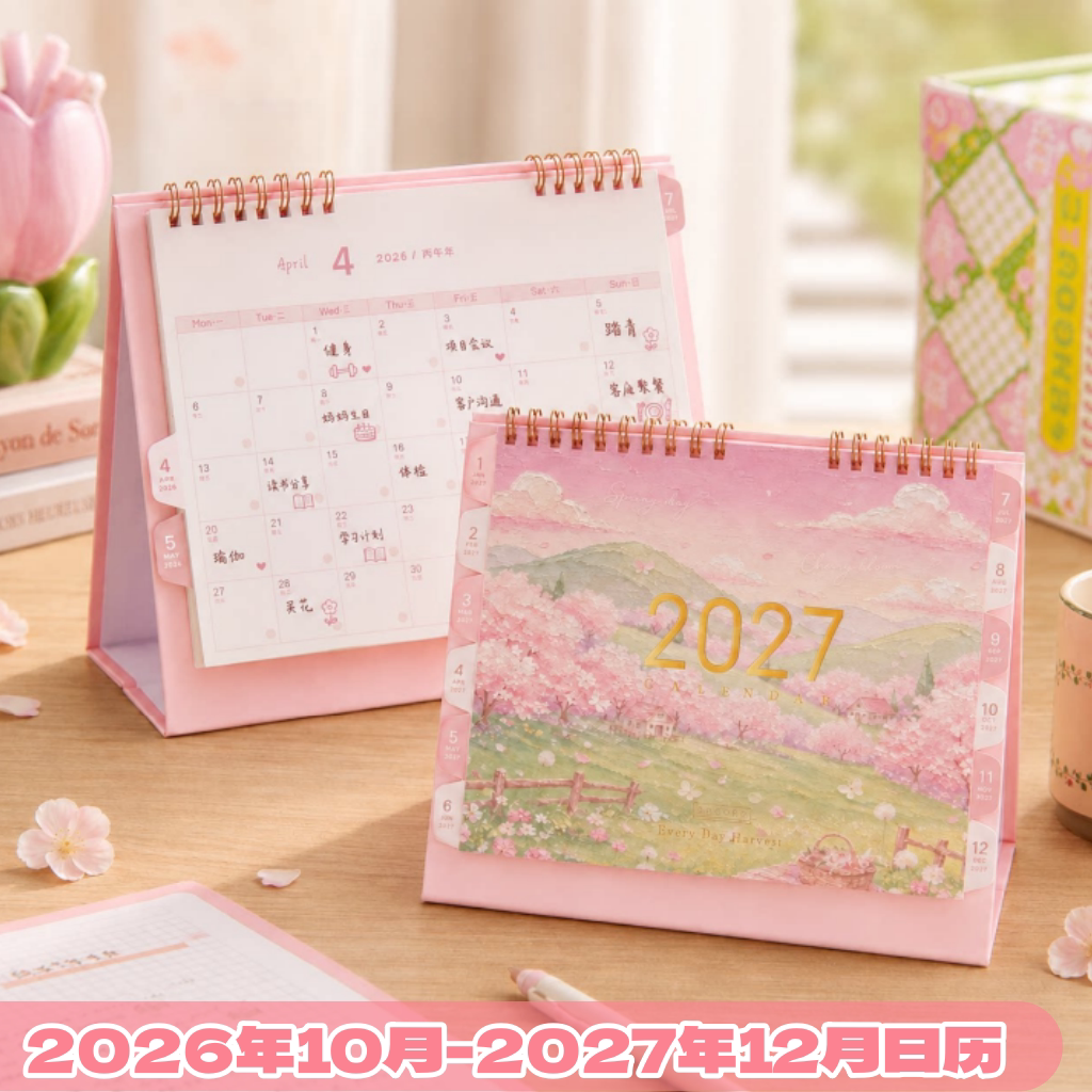 新款原创油画2026/27年日历台历