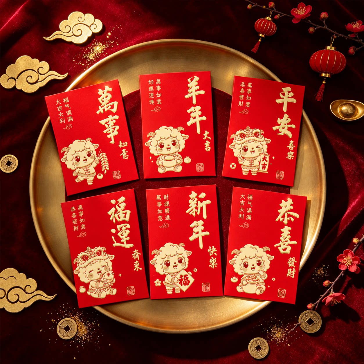 羊年新年红包2027新款创意烫金通用卡通利是封春节儿童拜年压岁包