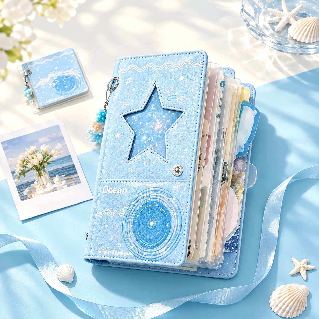 开学用品可爱蓝色星星空活页本a6