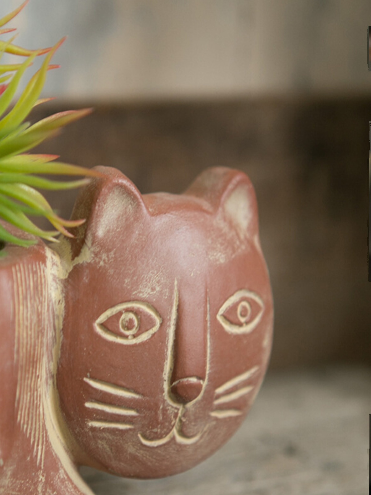 尚源坊猴尾柱抽象猫咪动物花盆非洲部落艺术花器庭院装饰花园摆件