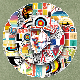 100张射击竞技比赛创意贴纸射箭运动个性卡通防水涂鸦笔记本电脑水杯滑板拉杆箱相册墙壁iPad摩托车头盔贴纸