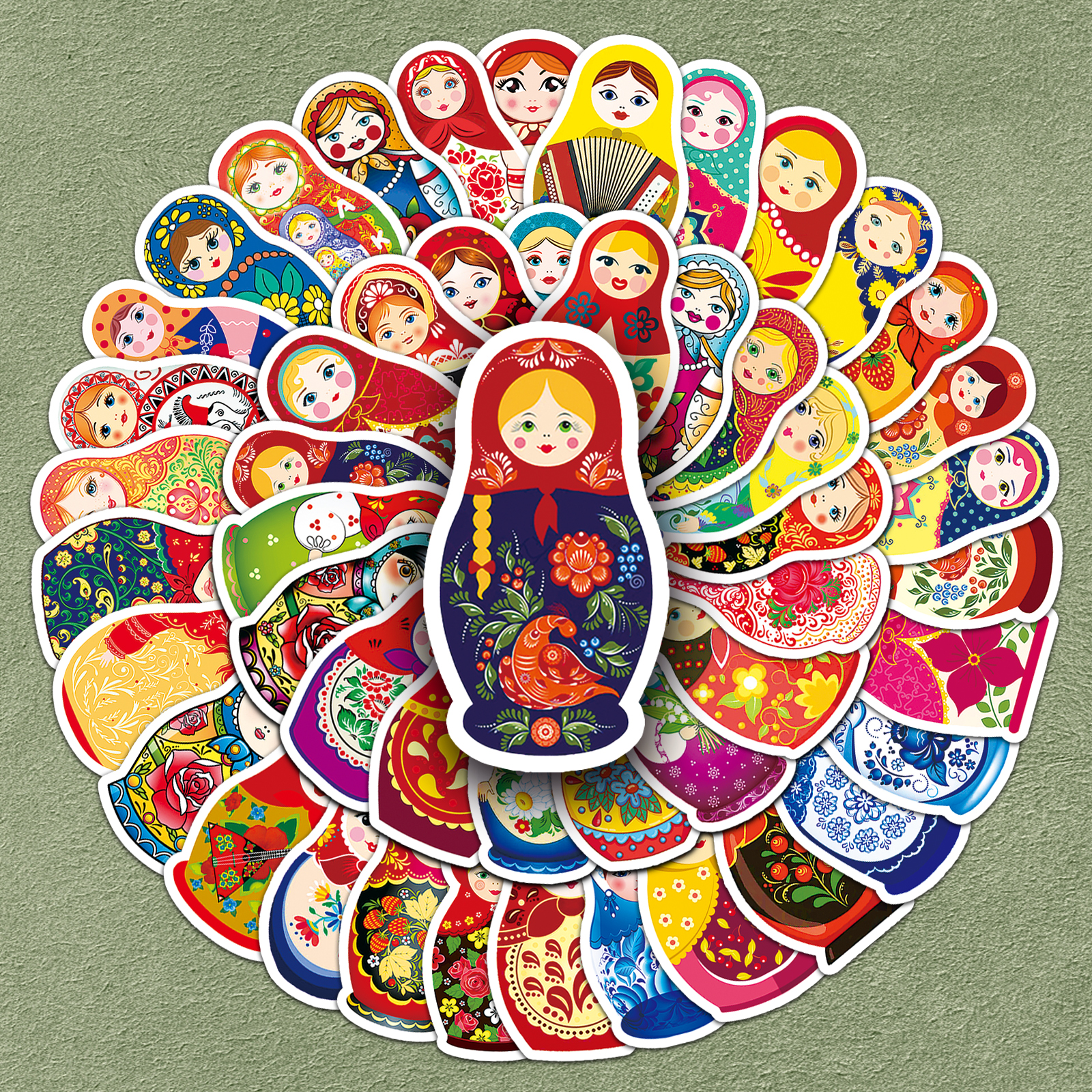 100张俄罗斯套娃创意卡通贴纸