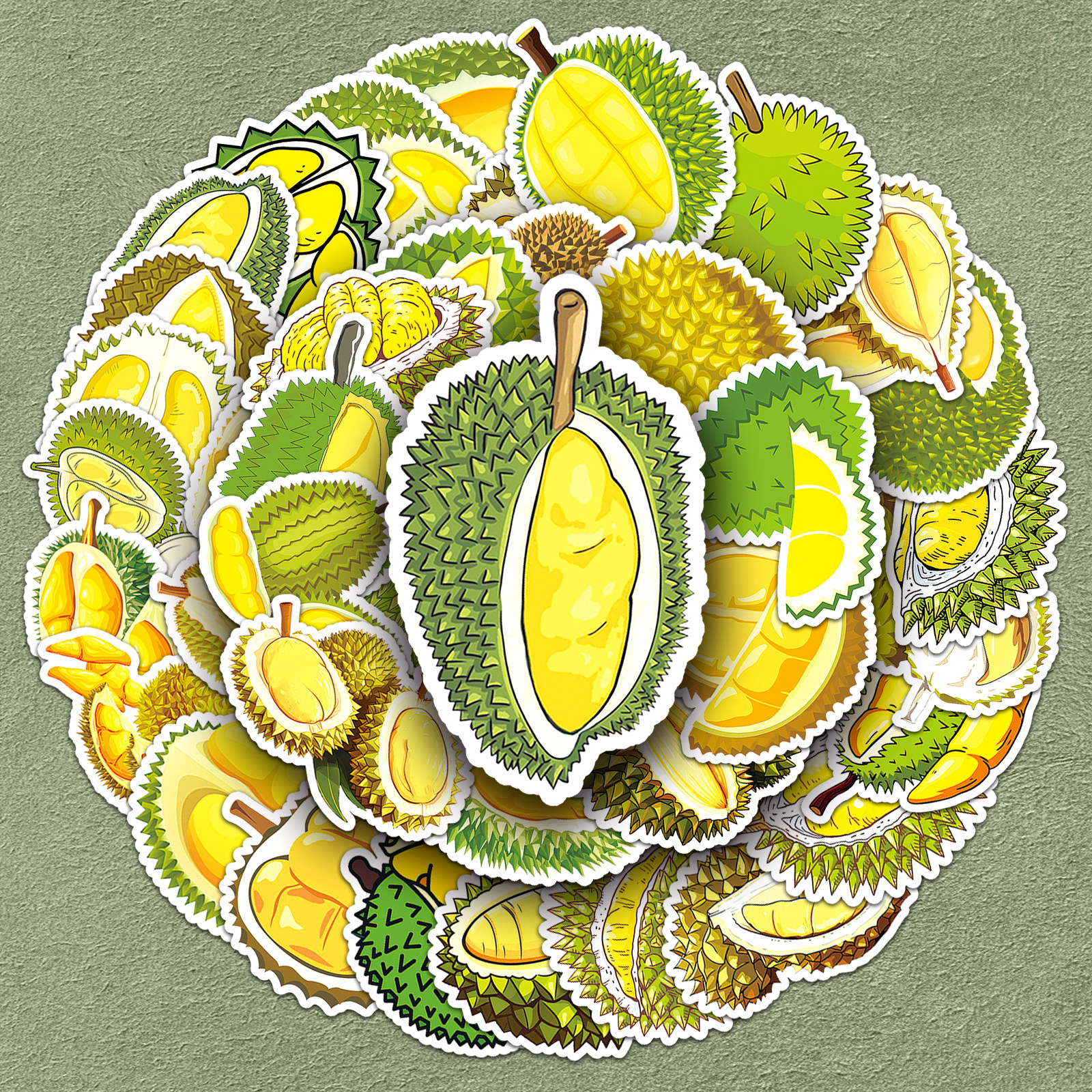 50张热带水果榴莲贴画儿童可爱卡通食物创意涂鸦防水装饰笔记本电脑