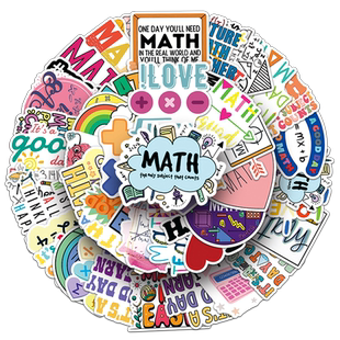 100张ins数学创意贴纸卡通涂鸦爱算数DIY素材防水装饰男生宿舍衣柜拉杆箱滑板车笔记本电脑水杯学生文具贴纸