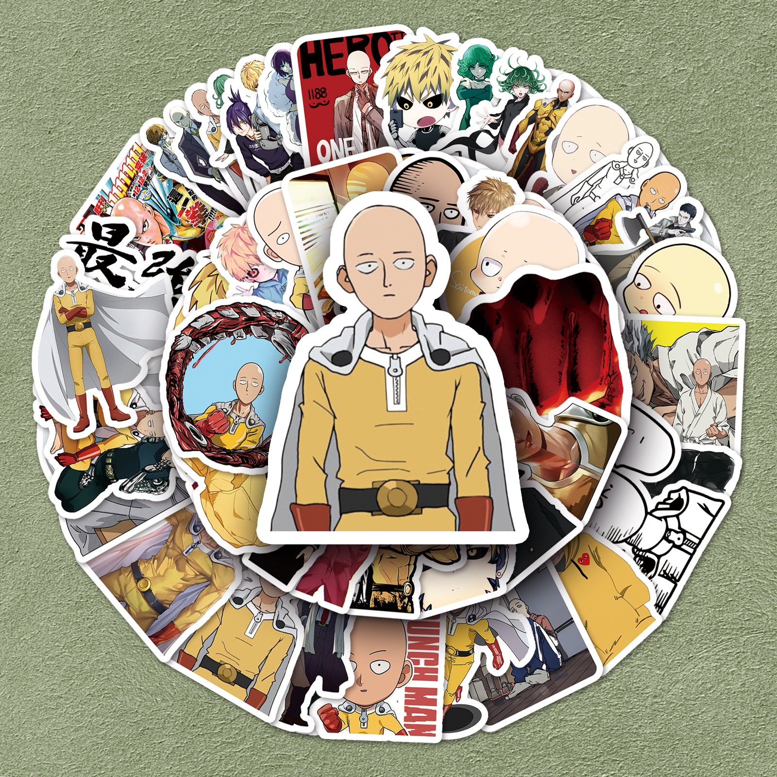 114张一拳超人贴纸自行车手机平板电脑水杯咕卡相框儿童奖励装饰热血日漫埼玉人物卡通可爱个性防水涂鸦贴画