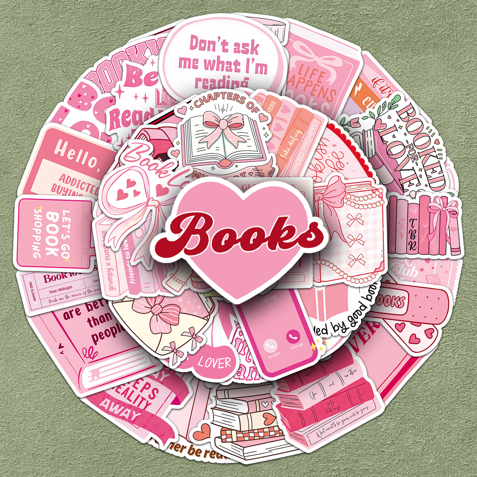 100张粉色爱阅读手帐贴纸少女心咕卡diy装饰防水日记本文具相册
