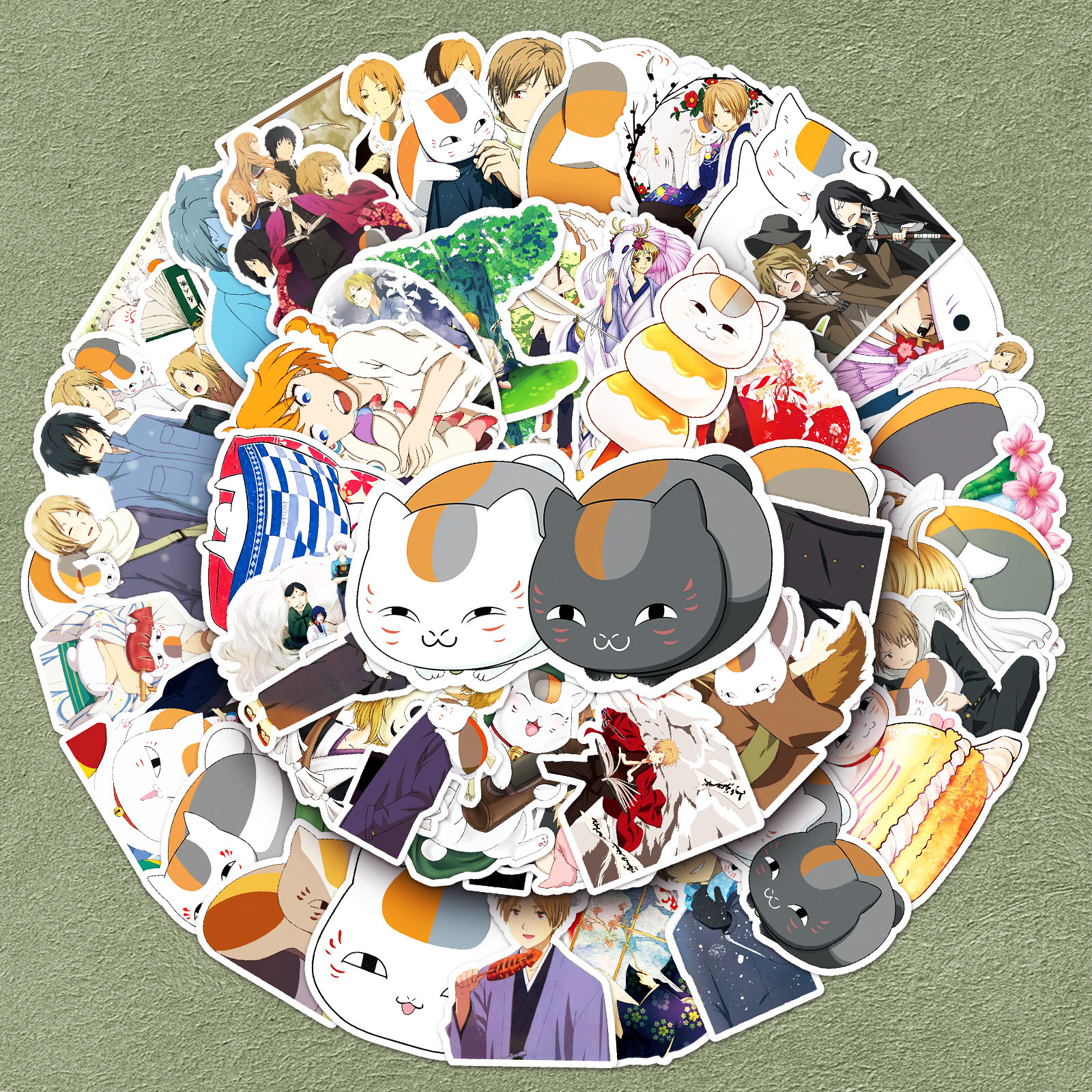 50张夏目友人帐卡通贴纸动漫人物周边手帐素材diy装饰行李箱笔记本