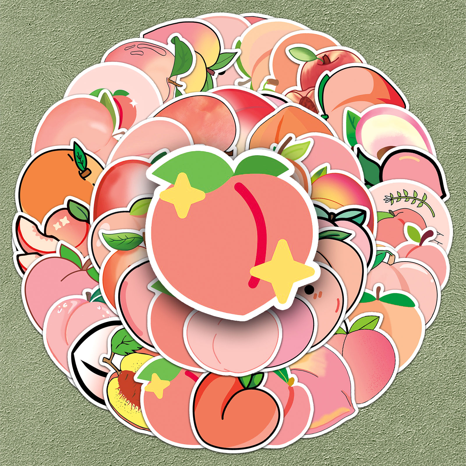 桃子贴纸水果卡通涂鸦装饰美味
