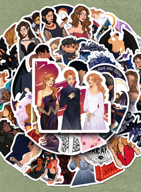 100张Acotar Merchandise系列贴纸创意卡通小说集彩绘涂鸦潮流素材手机笔记滑板行李箱吉他平板水杯咕卡贴纸