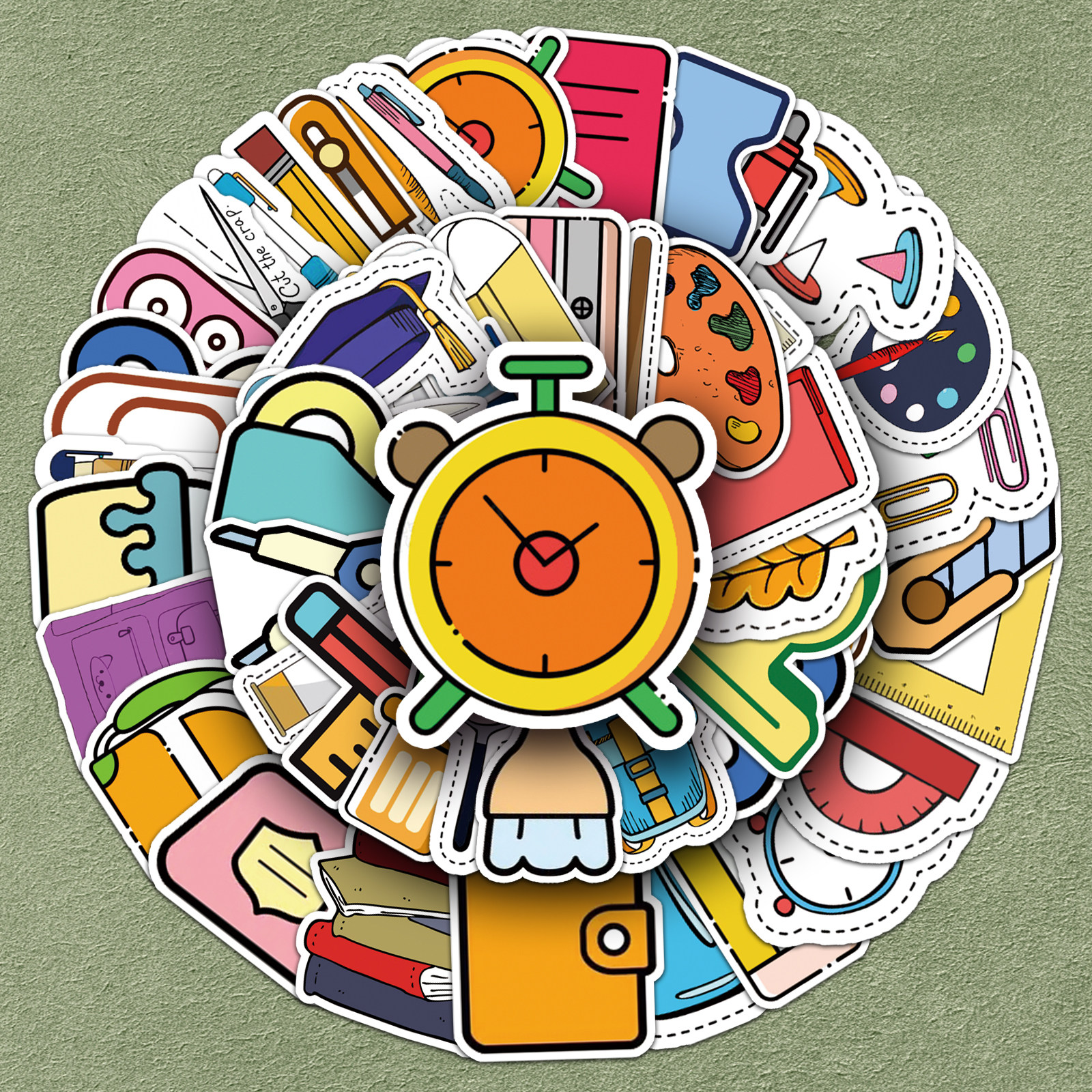 100张文具贴纸自行车笔记本电脑手机旅行箱汽车平板冰箱装饰卡通可爱INS风DIY同意橡皮尺子个性创意防水贴画