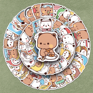 120张一二和布布表情包贴纸可爱呆萌小熊猫女孩趣味日常DIY手账素材笔记本电脑桌吉他墙壁衣柜冰箱手机壳贴纸