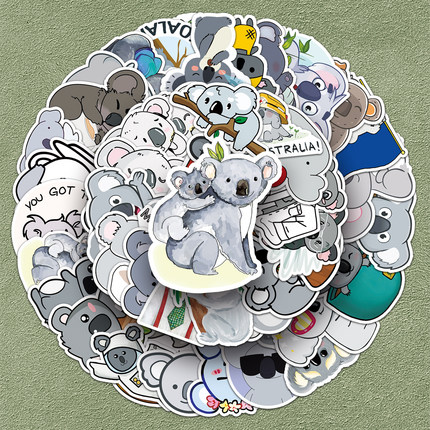 100张考拉贴纸可爱动物卡通涂鸦装饰行李箱笔记本电脑手机平板水杯相册日记本滑板头盔冰箱pvc可移动防水贴画