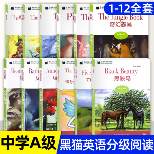 黑猫英语分级阅读读物中学A级1-12全套 扫码音频中学生英语分级读物 上海外语教育出版社 初中初一初二初三年级英语课外阅读故事书