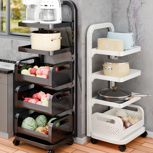 可调节拆卸带轮果蔬调料锅具置物架厨房置物架多层篮筐收纳转角架