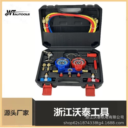 R134a冷媒汽车加氟表雪种压力表双表阀空调加氟工具套装高压数显