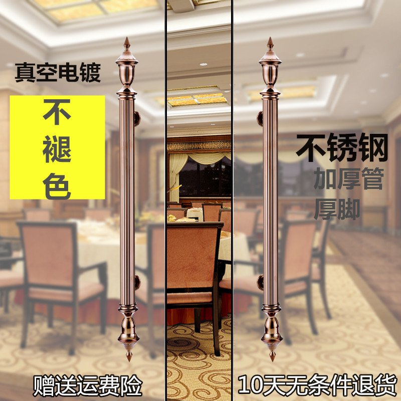 玻璃门拉手不锈钢古铜色木门把手铝合金地弹簧门别墅大门黑色柜门图片