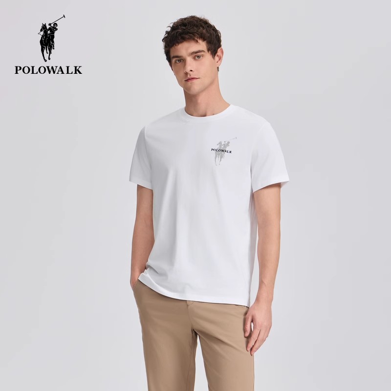 POLOWALK男式短袖圆领T恤简约男