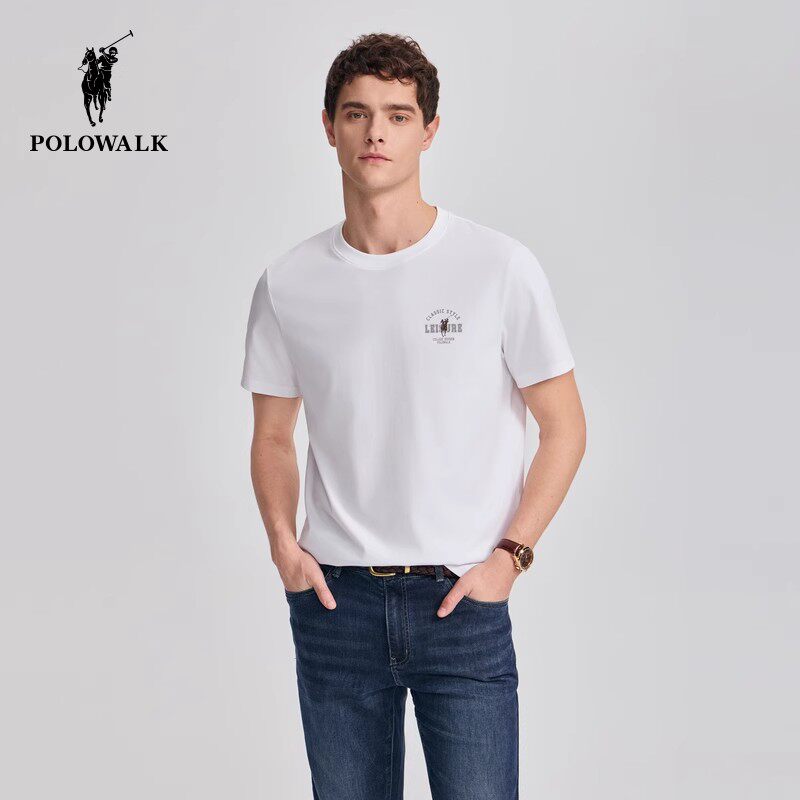 POLOWALK男式短袖圆领T恤