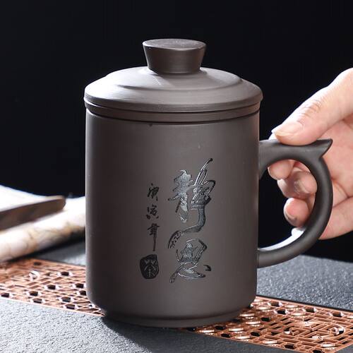 紫砂杯办公带过滤男士手工盖