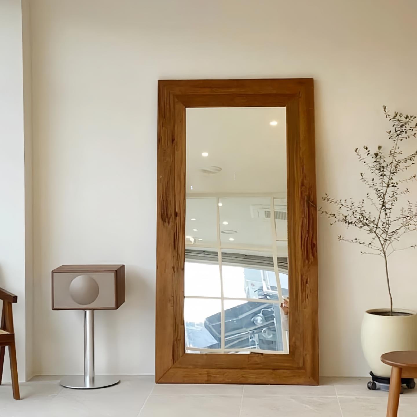 老榆木实木全身镜落地镜镜挂墙式家用全身全身镜仪容镜全身镜挂门