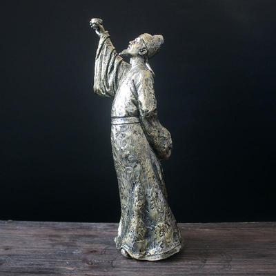 创意古代人物李白雕像公仔中式客厅格子柜书房家居装饰品工艺摆件