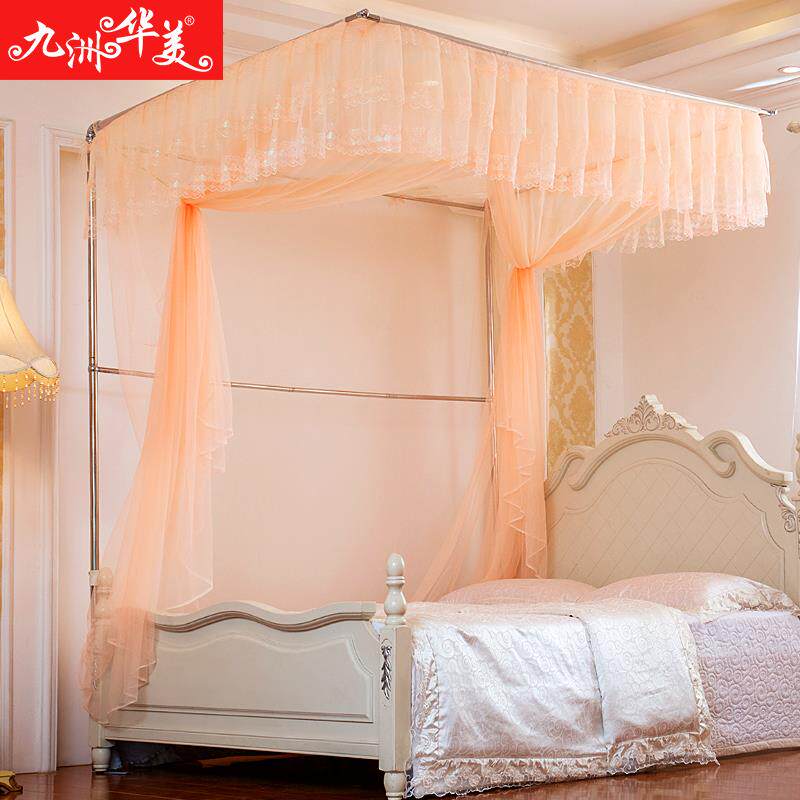 升降蚊帐可伸缩支架三开门落地不锈钢支架1.2/1.5m1.8米双人家用