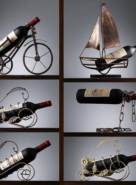 轻奢红酒架摆件现代简约酒柜装饰品小创意家居客厅桌面工艺摆设品