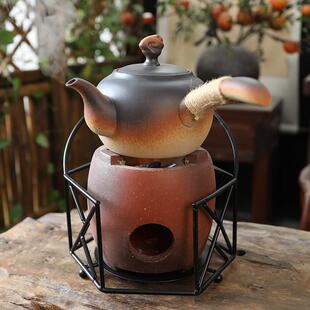 潮州红泥炭炉传统老式圆鼓形风炉仔围炉煮茶壶粗陶烧水壶户外阳台