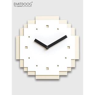 免打孔家用创意像素挂钟客厅墙面装饰品时钟我的世界钟表桌面摆件