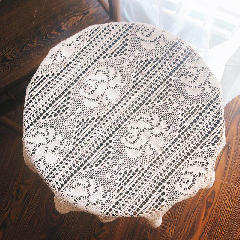 欧蕾式复古丝玫瑰棉钩针编织布桌艺圆桌方桌茶线pvf几床头柜盖布
