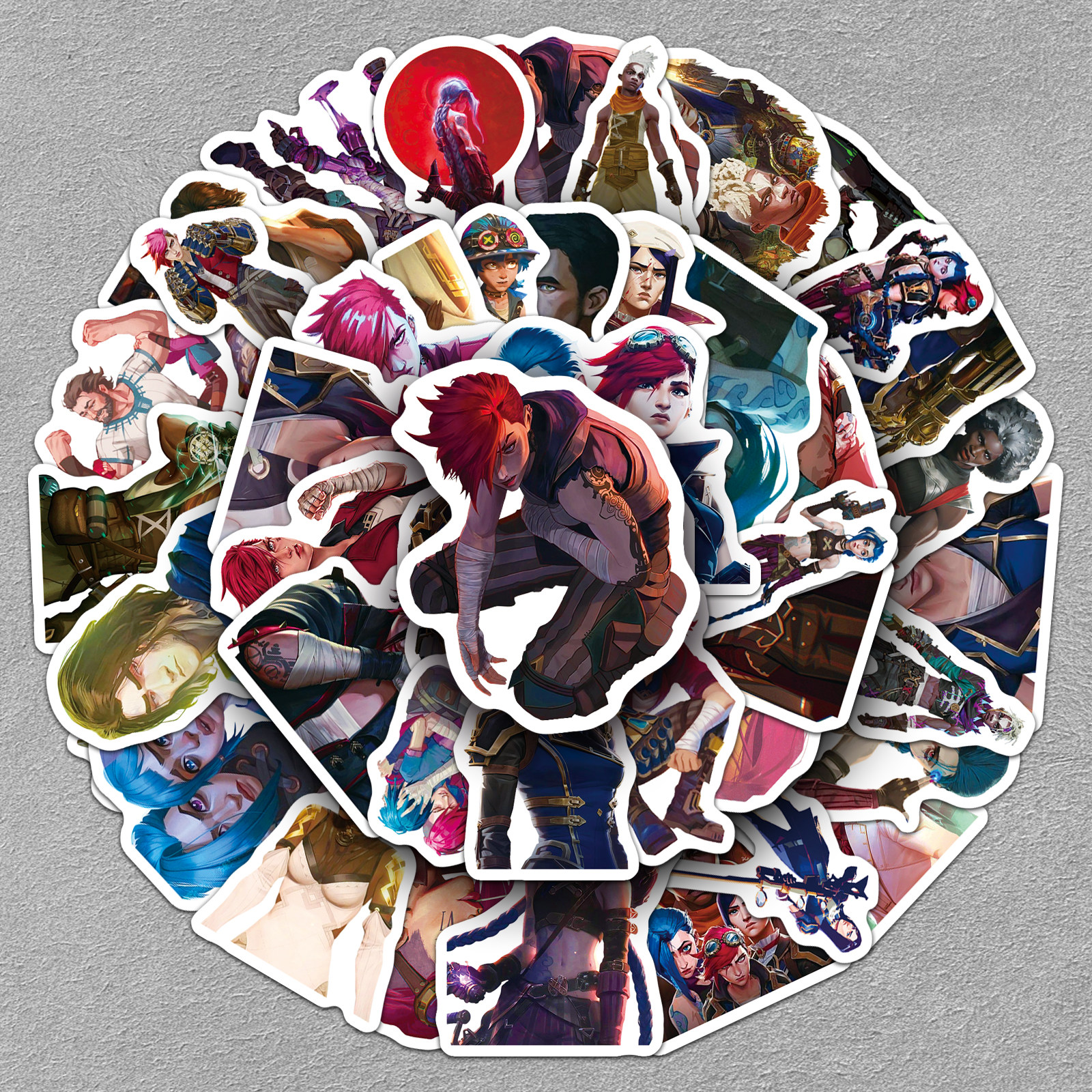 100张英雄联盟双城之战贴纸酷炫动画蔚金克丝DIY电脑平板咕卡贴