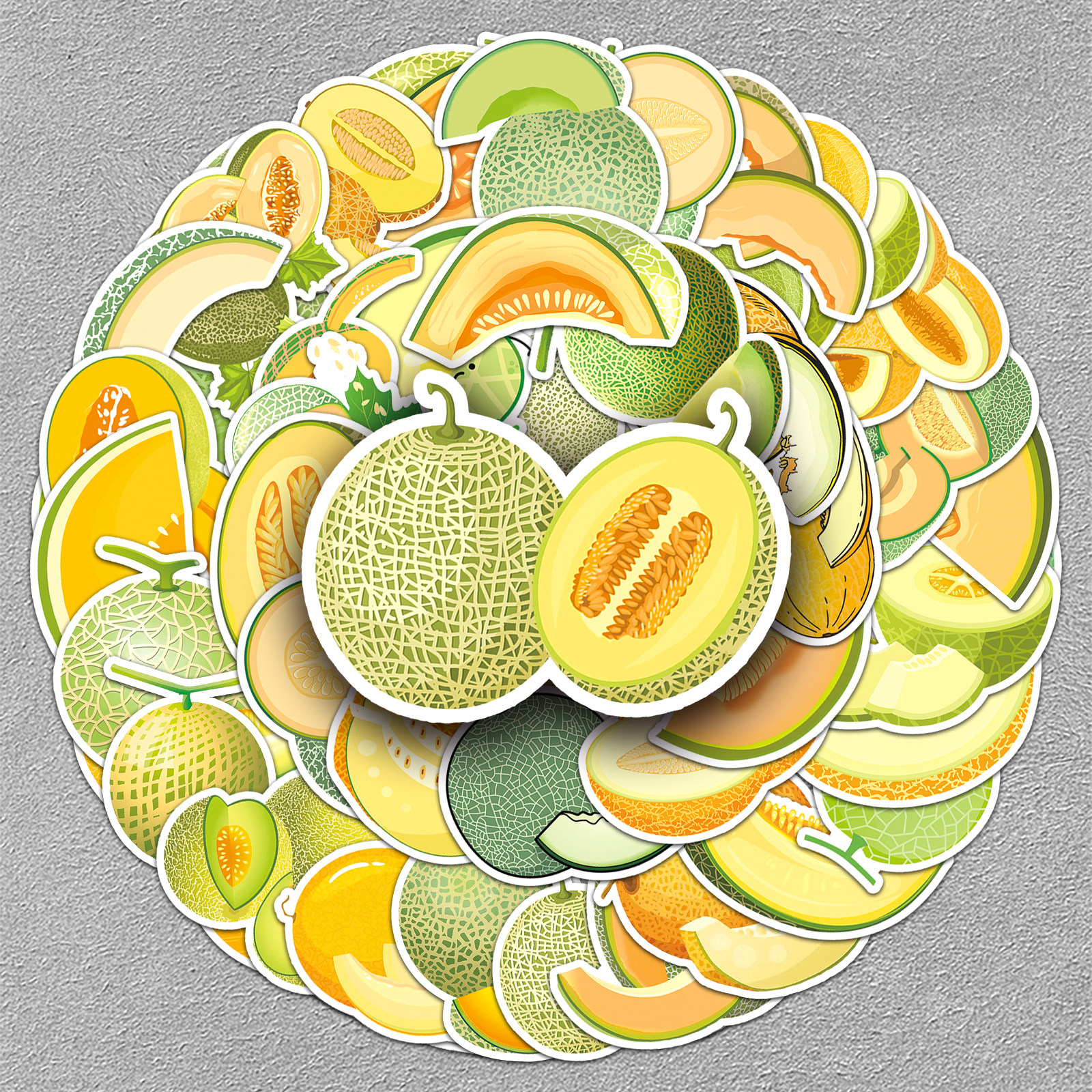 51张哈密瓜卡通贴纸创意水果防水装饰笔记本电脑旅行箱手机壳贴画