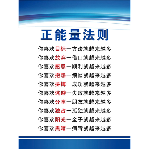 正能量法则宣传自粘海报励志语录人生哲理书房办公室背胶贴画墙贴