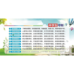 新版中学生守则海报展板墙贴墙纸装饰画挂图